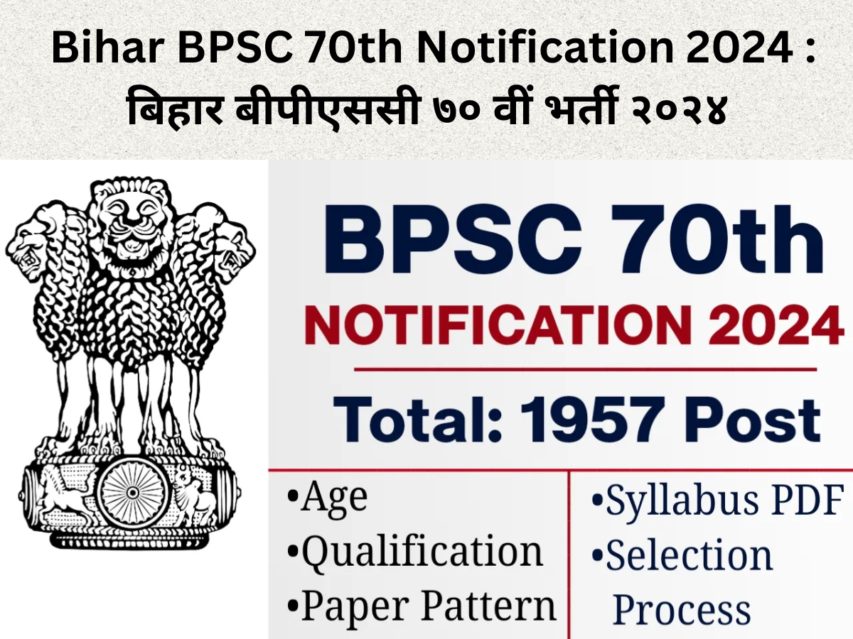 Bihar BPSC 70th Notification 2024